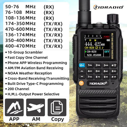 TD H3 Walkie Talkies Long Range Wireless Programming Air Band Tow Way Ham Radio Wireless Set USB Rechargeable GMRS