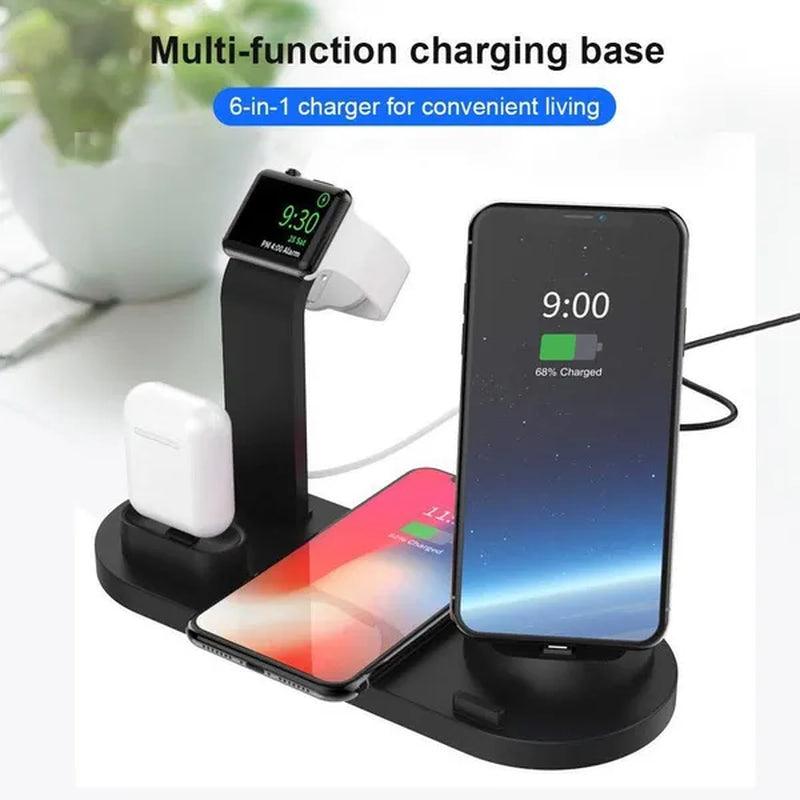 2024 NEW 6 in 1 Fast Wireless Charger Pad USB Charging Dock Station for Apple Watch Airpods Apple Iphone Samsung Android