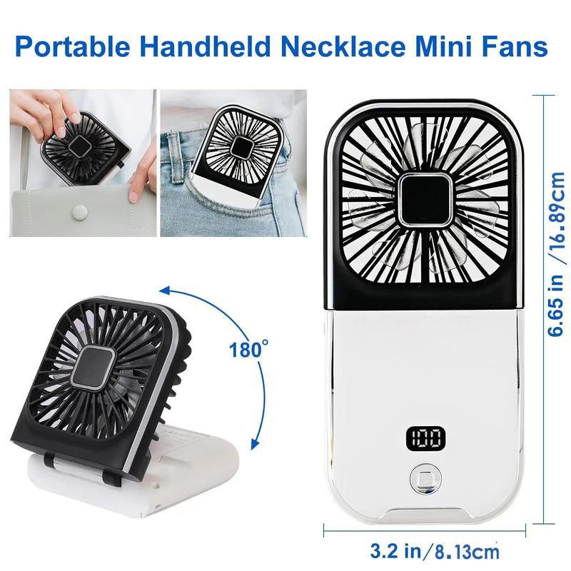 Portable Mini Fan with Phone Holder, USB Rechargeable Digital Display Fan with Power Bank Function, Foldable Personal Handheld Fan for Travel Outdoor Driving Office