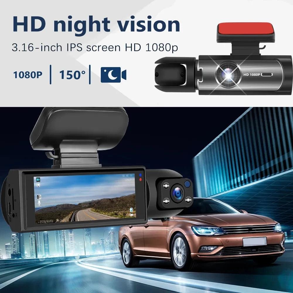 Car DVR Wide-Angle 2-Record High-Definition Night Vision 1080P Driving Recorder Suction Cup 2-Lens Car Front and inside Video