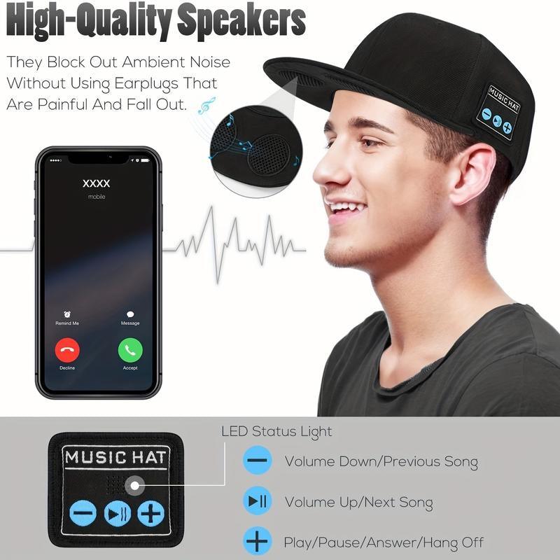 2025 NEW Music Hat Wireless Smart Speaker Headphone Baseball Cap with Bluetooth Headphones- the Perfect Christmas/ Birthday Gift for Men, Women, Boys, and Girls!