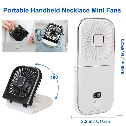 Portable Mini Fan with Phone Holder, USB Rechargeable Digital Display Fan with Power Bank Function, Foldable Personal Handheld Fan for Travel Outdoor Driving Office