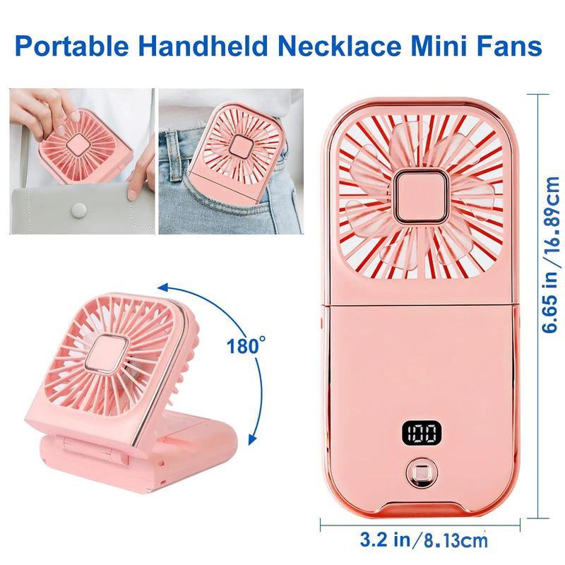 Portable Mini Fan with Phone Holder, USB Rechargeable Digital Display Fan with Power Bank Function, Foldable Personal Handheld Fan for Travel Outdoor Driving Office