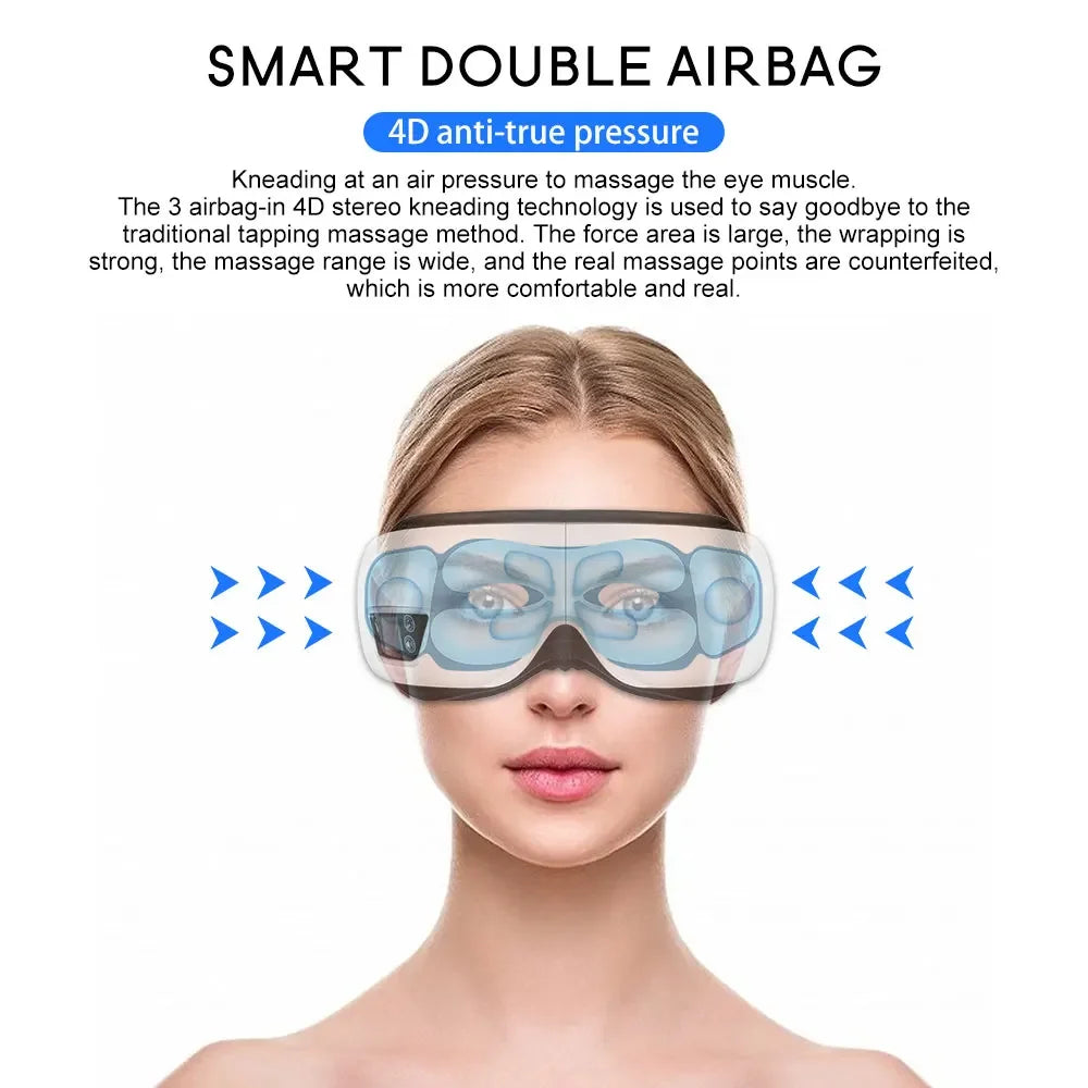 6D Smart Airbag Vibration Eye Massager Eye Massage Instrument Bluetooth Music for Fatigue and Dark Circles Hot Compress Massage