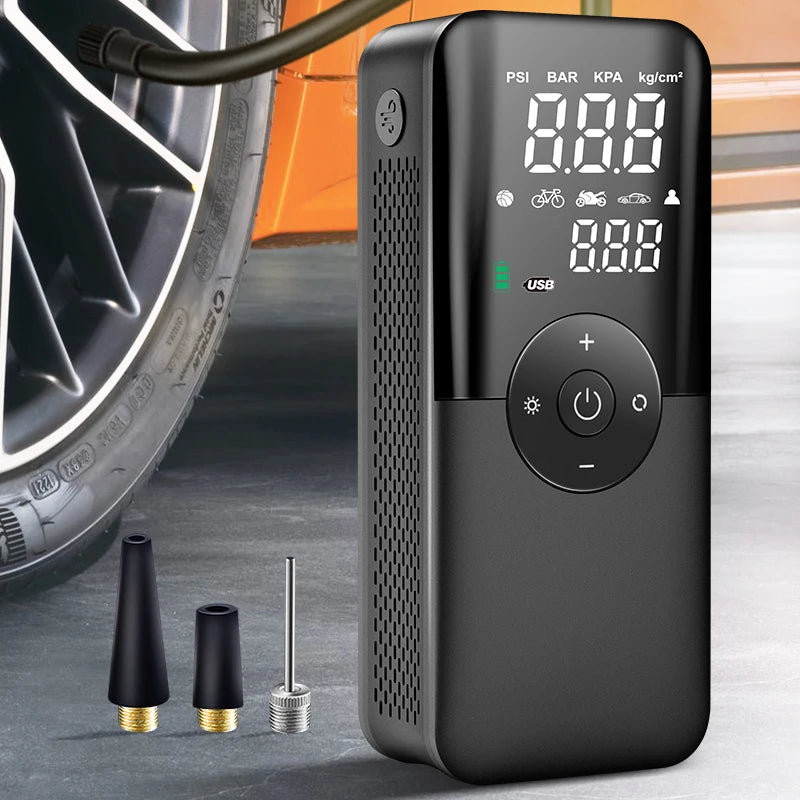 Pompe à air rechargeable Gonfleur de pneus portable Compresseur numérique sans fil Gonfleur de pneus de voiture pour motocyclette Bicyclette Ballon / Rechargeable Air Pump Tire Inflator Portable Compressor Digital Cordless Car Tyre Inflator