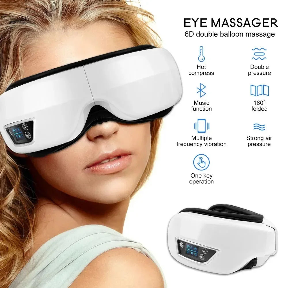 6D Smart Airbag Vibration Eye Massager Eye Massage Instrument Bluetooth Music for Fatigue and Dark Circles Hot Compress Massage