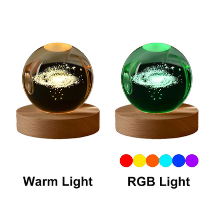 6cm Lampe de chevet Thème solaire Série Cosmos Boule de cristal Veilleuse Voie lactée Lune Petits ornements de bureau Cadeau créatif RGB 6Cm Bedside Lamp Solar Theme Cosmos Series Crystal Ball Night Lights Milky Way Moon Small Ornaments for Desk Creative