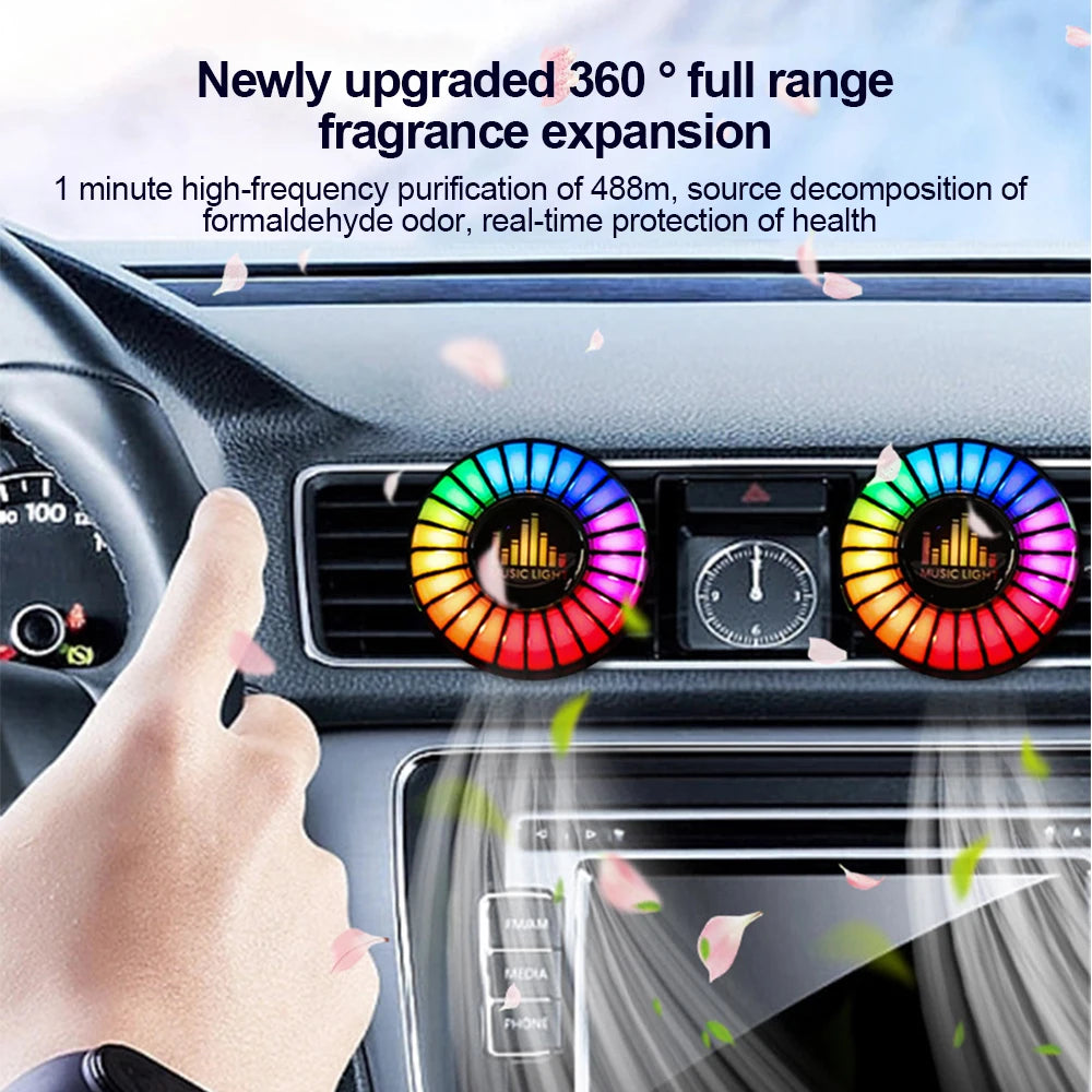 Car Music Rhythm Lamp Air Outlet Freshener App Control RGB LED Strip Sound Control Atmosphere Light 256 Colors Car Accessories