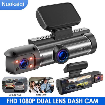 Car DVR Wide-Angle 2-Record High-Definition Night Vision 1080P Driving Recorder Suction Cup 2-Lens Car Front and inside Video