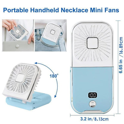 Portable Mini Fan with Phone Holder, USB Rechargeable Digital Display Fan with Power Bank Function, Foldable Personal Handheld Fan for Travel Outdoor Driving Office