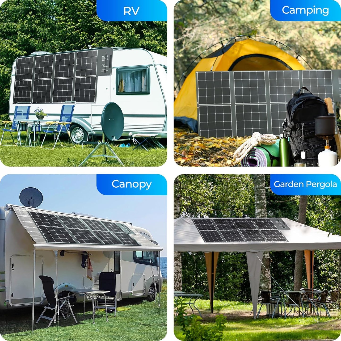 Panneau Solaire Portable 400 W, Couverture Solaire Monocristalline Pliable, Panneau Solaire À Grande Puissance, Cellules Solaires Sunpower 23,7% Haute Efficacité Pour Centrale Électrique,