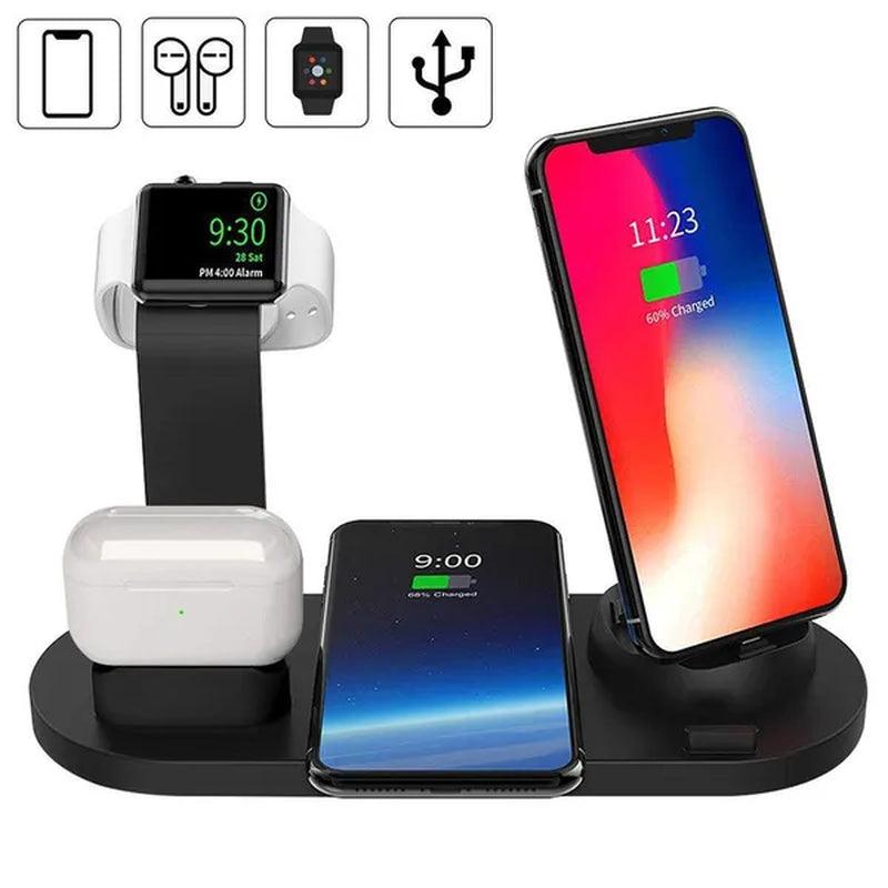 2024 NEW 6 in 1 Fast Wireless Charger Pad USB Charging Dock Station for Apple Watch Airpods Apple Iphone Samsung Android