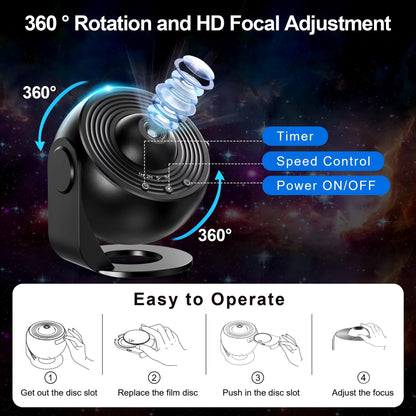 Star Projector,13 in 1 Planetarium Galaxy Projecto,360°Rotation,Mute Design,Hd Image&Timing for Bedroom,Birthday,Christmas Decor